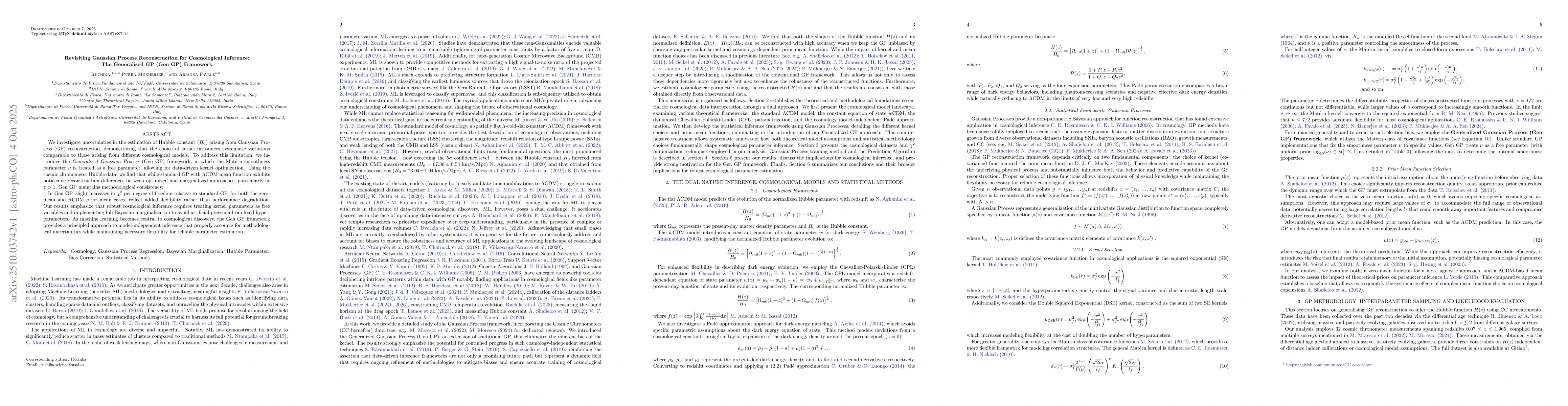 Thumbnail for Revisiting Gaussian Process Reconstruction for Cosmological Inference:
  The Generalised GP (Gen GP) Framework