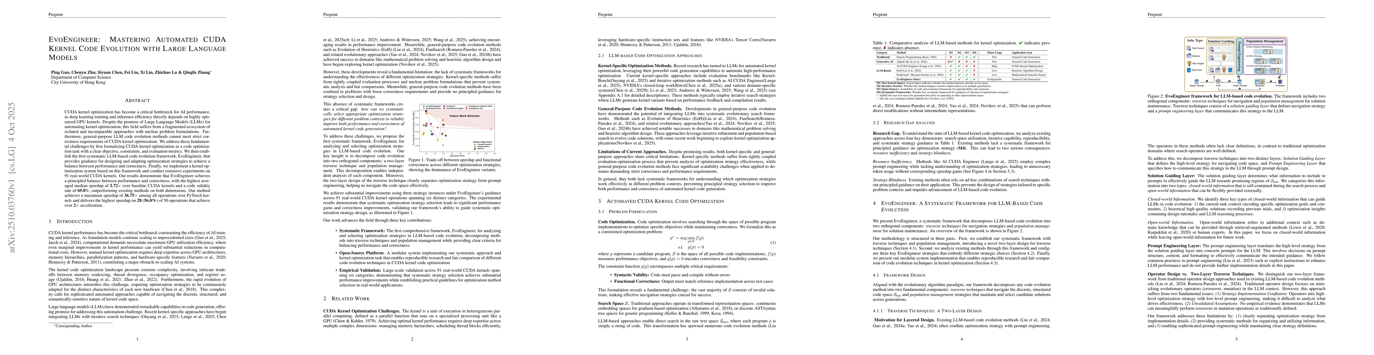 Thumbnail for EvoEngineer: Mastering Automated CUDA Kernel Code Evolution with Large
  Language Models
