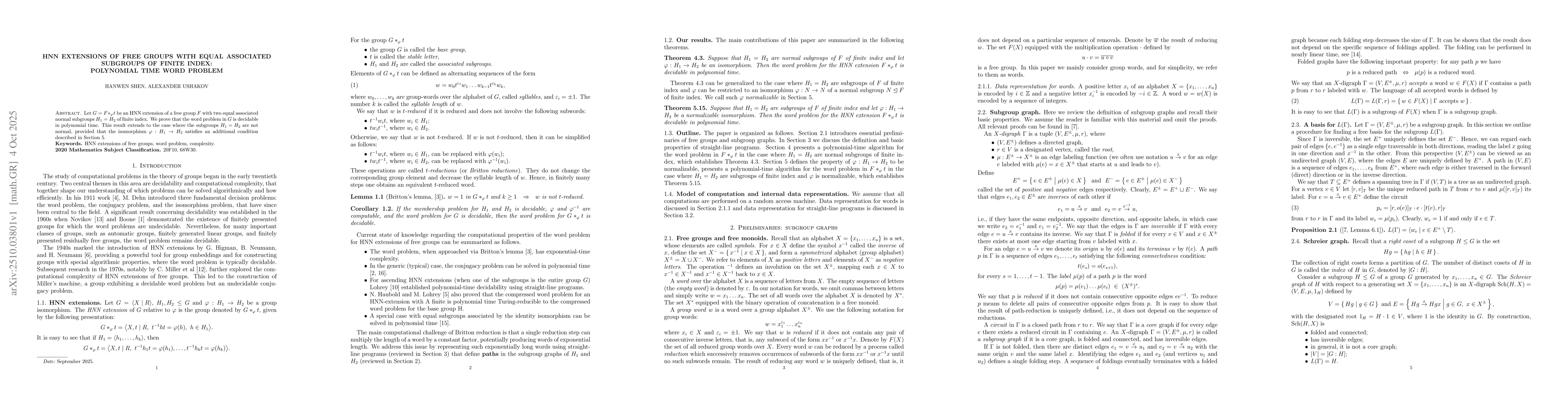 Thumbnail for HNN extensions of free groups with equal associated subgroups of finite
  index: polynomial time word problem