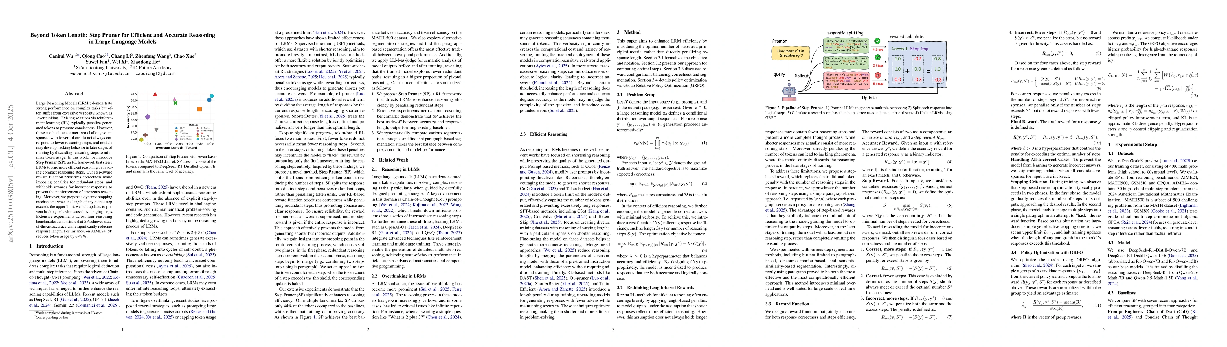 Thumbnail for Beyond Token Length: Step Pruner for Efficient and Accurate Reasoning in
  Large Language Models