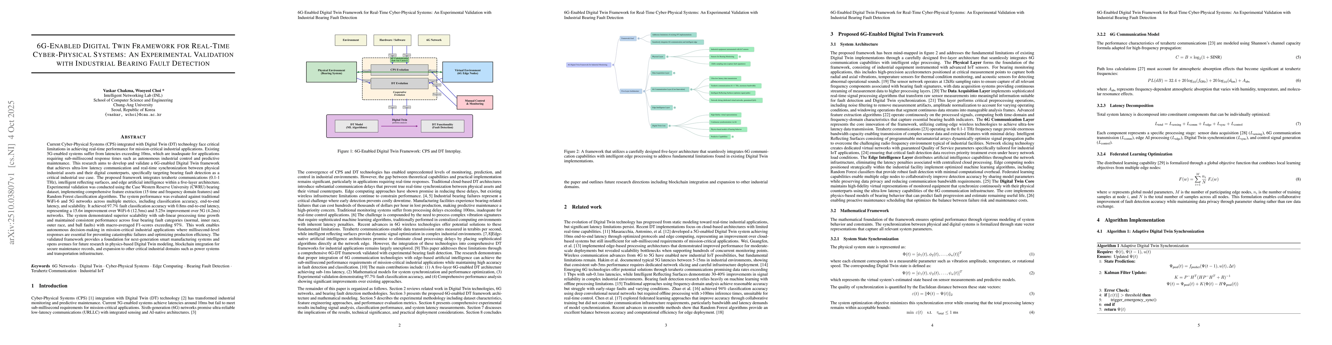 Thumbnail for 6G-Enabled Digital Twin Framework for Real-Time Cyber-Physical Systems:
  An Experimental Validation with Industrial Bearing Fault Detection