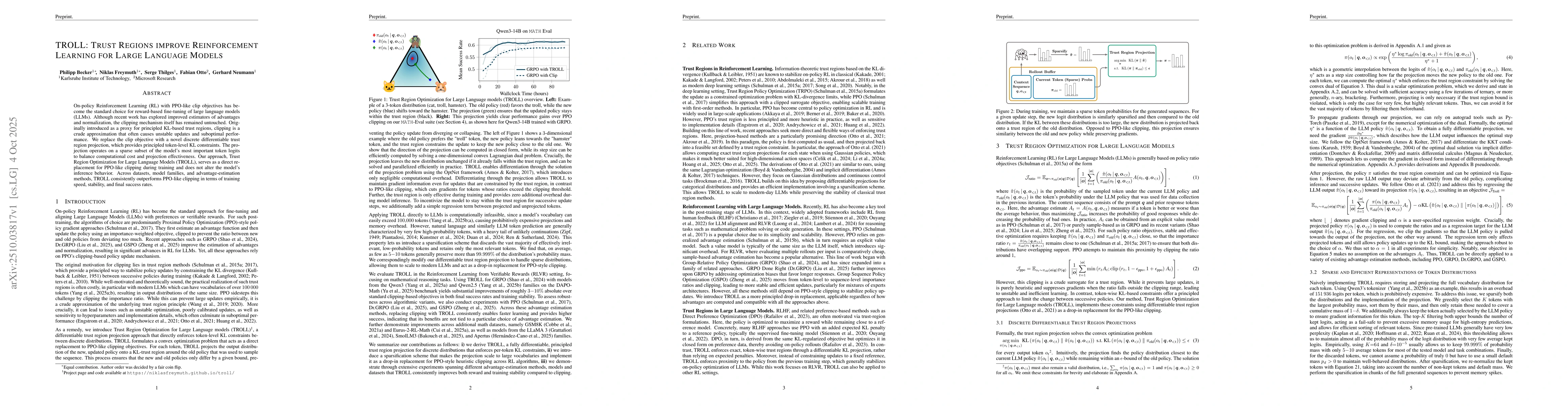 Thumbnail for TROLL: Trust Regions improve Reinforcement Learning for Large Language
  Models