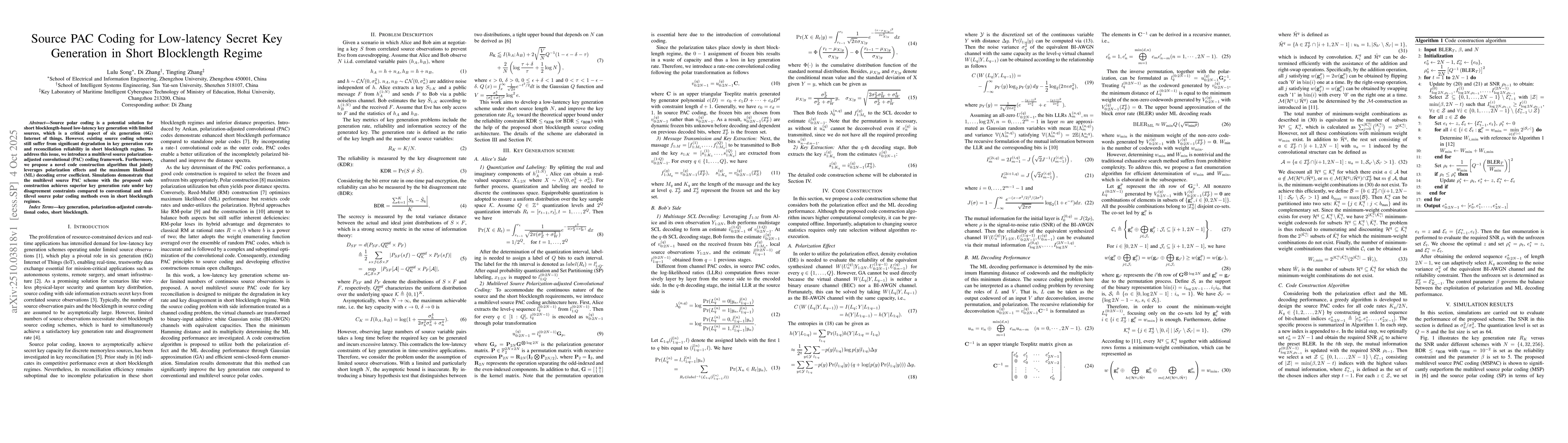 Thumbnail for Source PAC Coding for Low-latency Secret Key Generation in Short
  Blocklength Regime