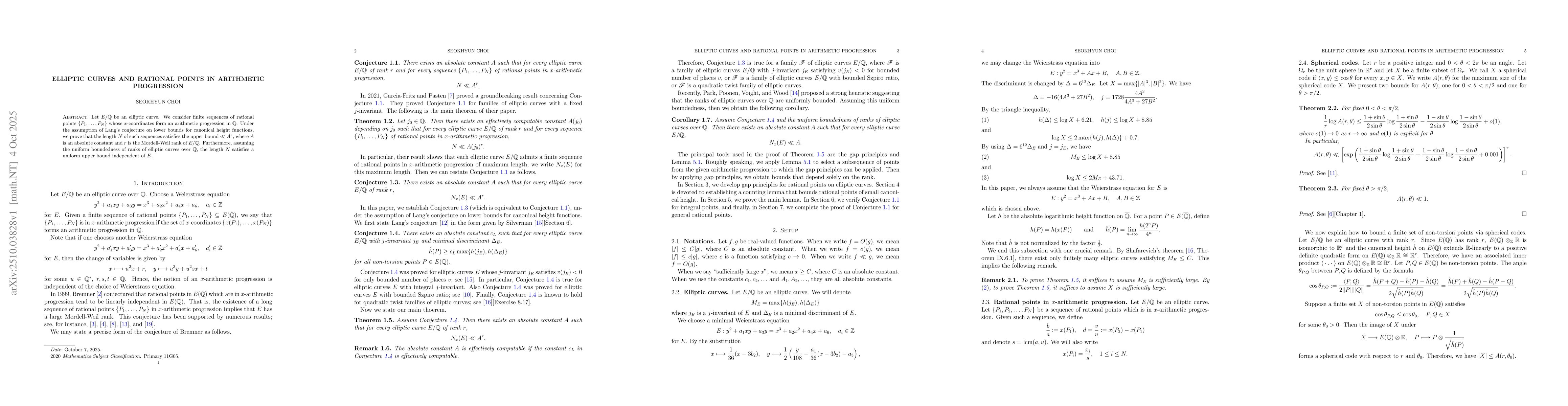 Thumbnail for Elliptic curves and rational points in arithmetic progression