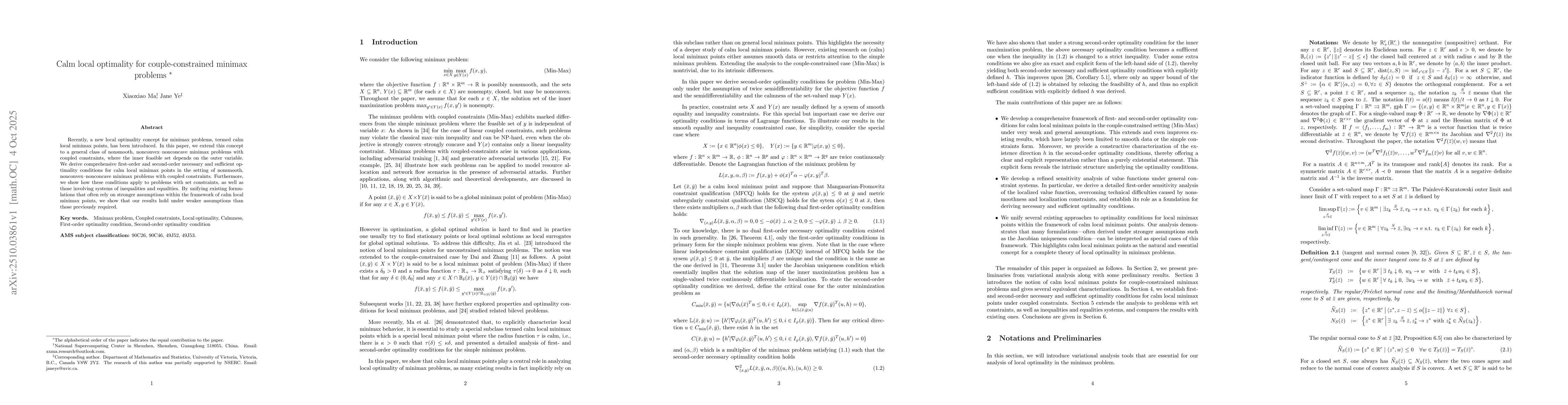 Thumbnail for Calm local optimality for couple-constrained minimax problems