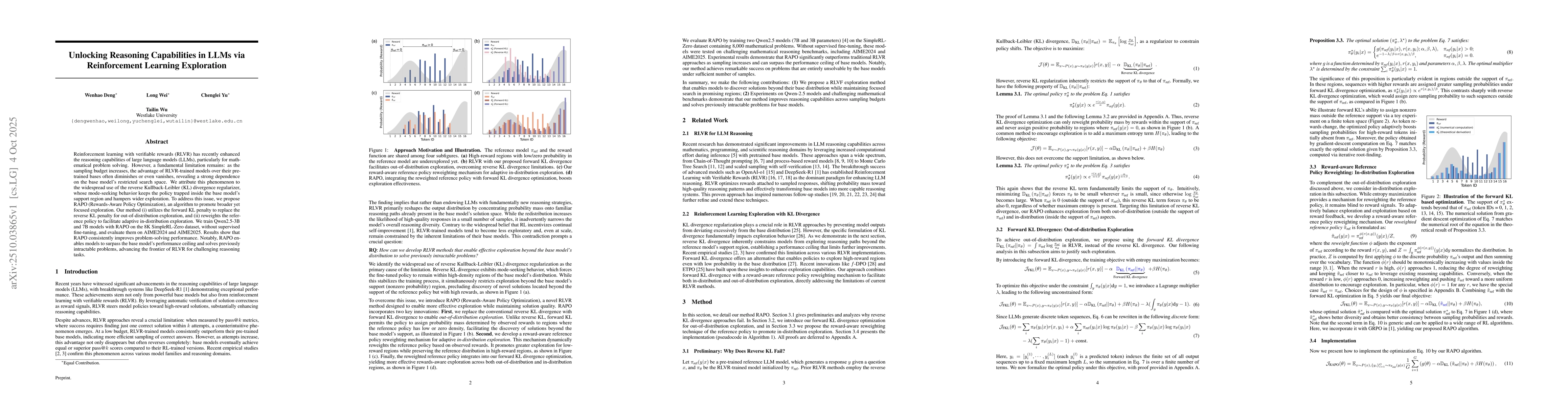 Thumbnail for Unlocking Reasoning Capabilities in LLMs via Reinforcement Learning
  Exploration