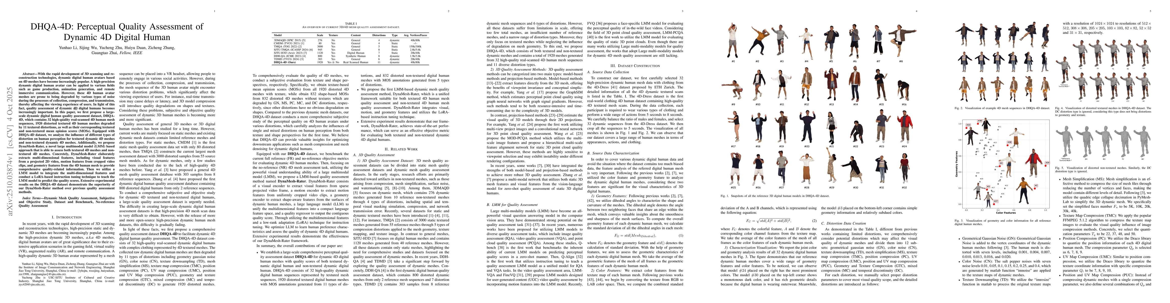 Thumbnail for DHQA-4D: Perceptual Quality Assessment of Dynamic 4D Digital Human
