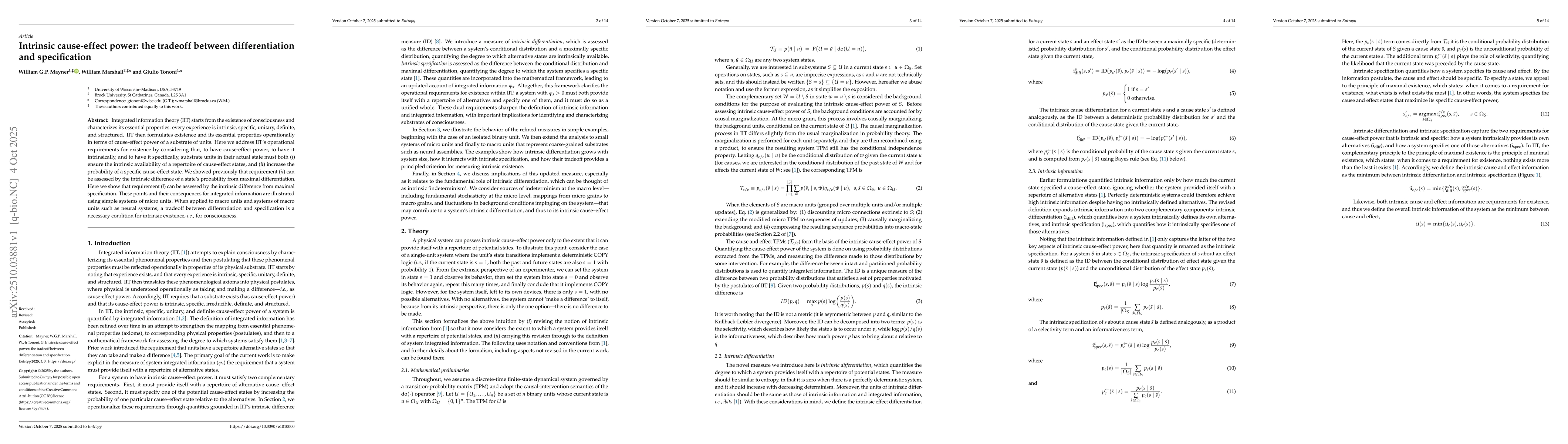 Thumbnail for Intrinsic cause-effect power: the tradeoff between differentiation and
  specification