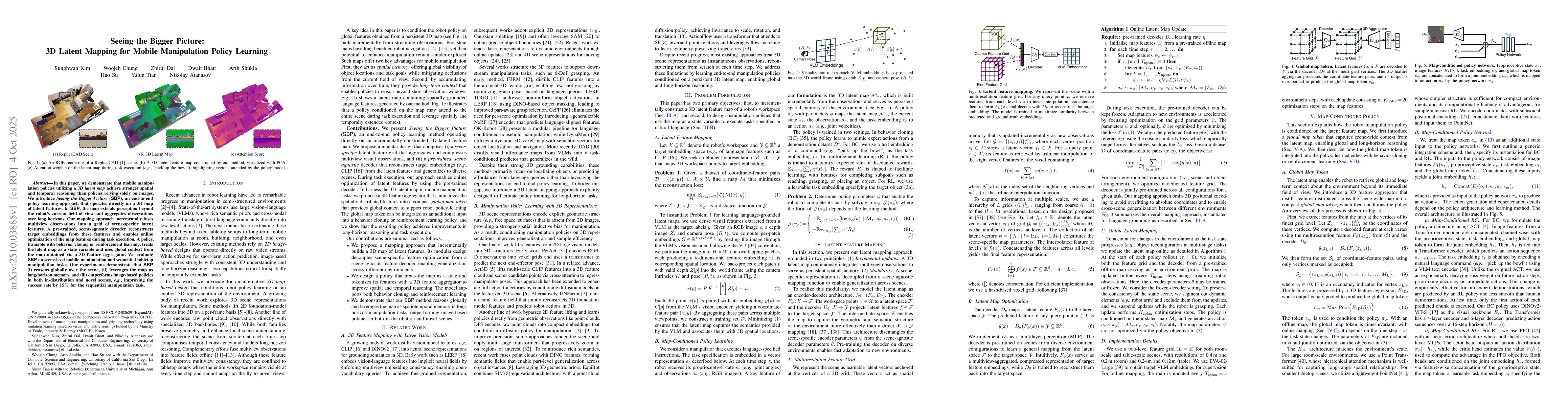 Thumbnail for Seeing the Bigger Picture: 3D Latent Mapping for Mobile Manipulation
  Policy Learning