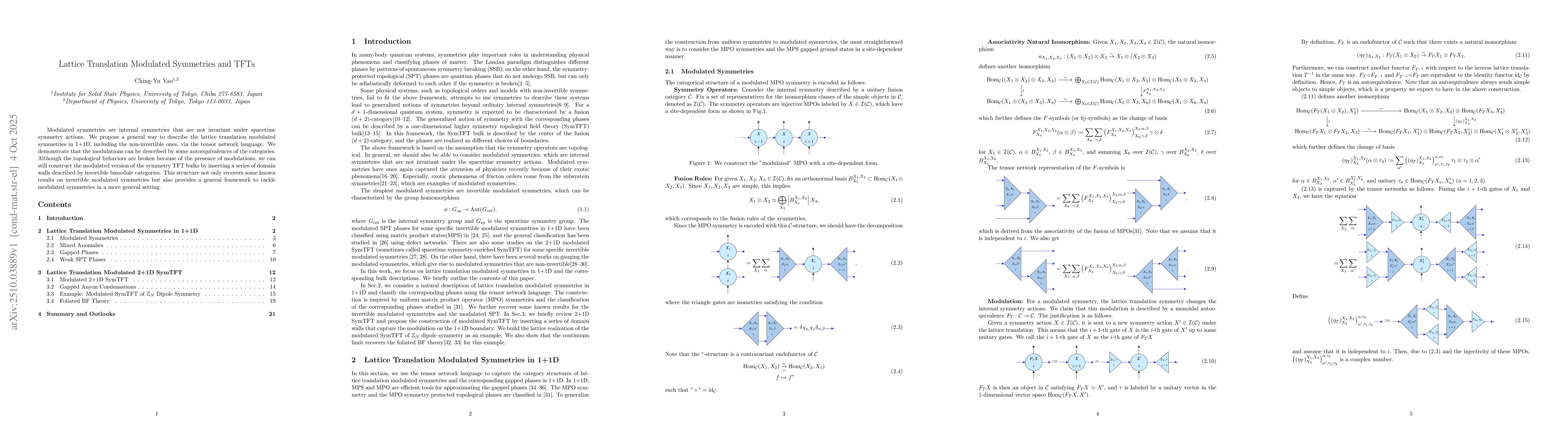 Thumbnail for Lattice Translation Modulated Symmetries and TFTs