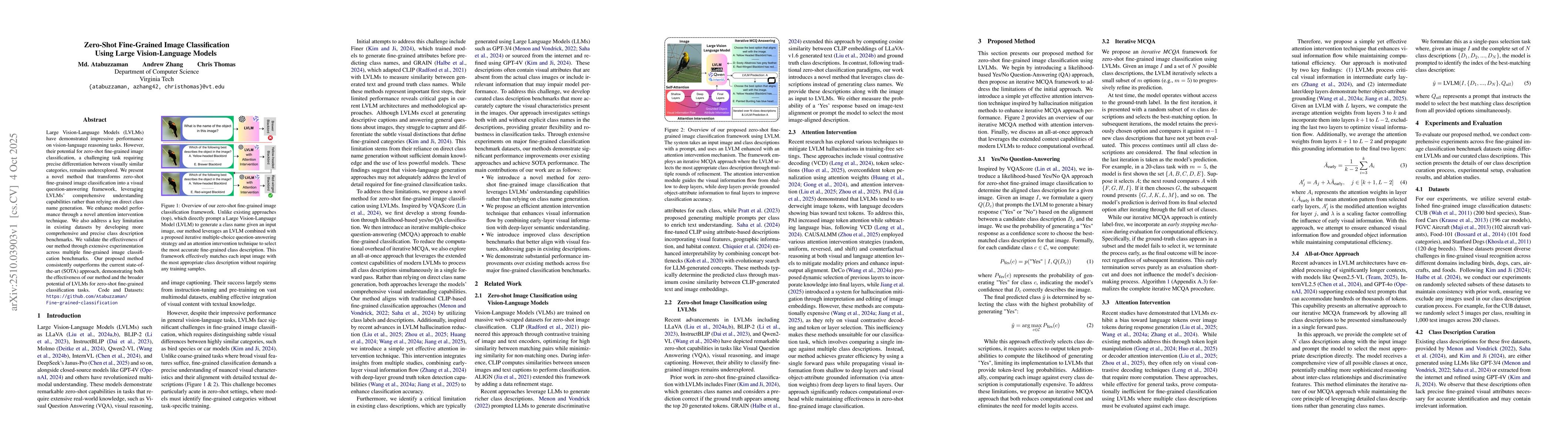 Thumbnail for Zero-Shot Fine-Grained Image Classification Using Large Vision-Language
  Models