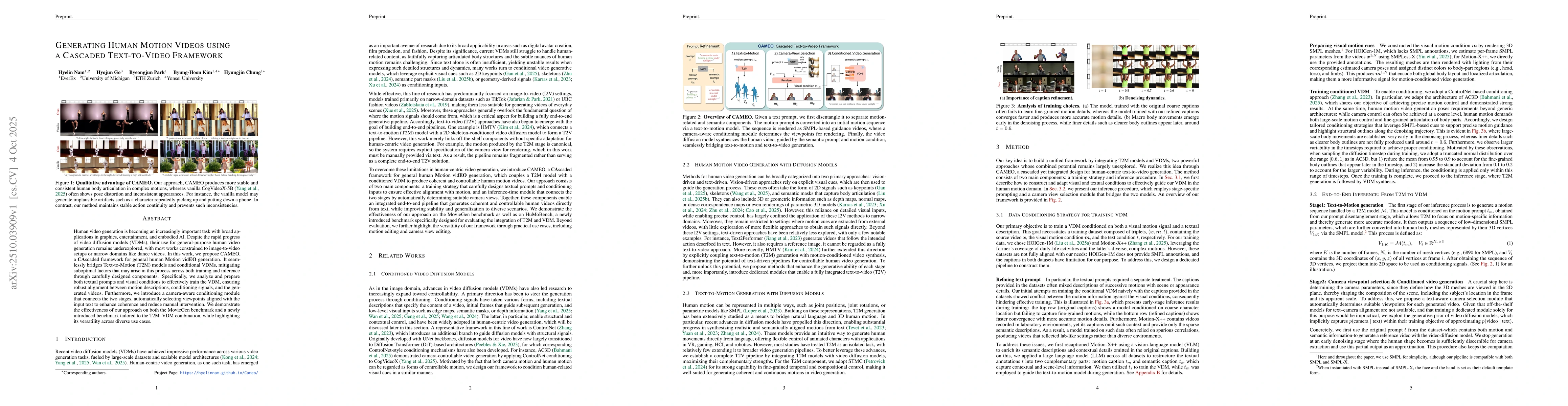 Thumbnail for Generating Human Motion Videos using a Cascaded Text-to-Video Framework