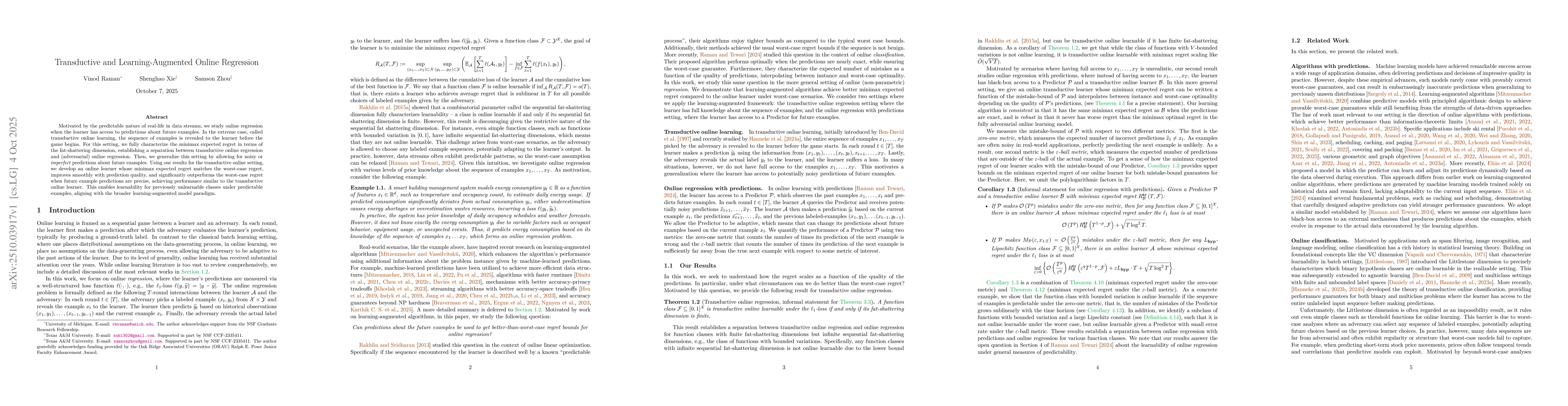 Thumbnail for Transductive and Learning-Augmented Online Regression
