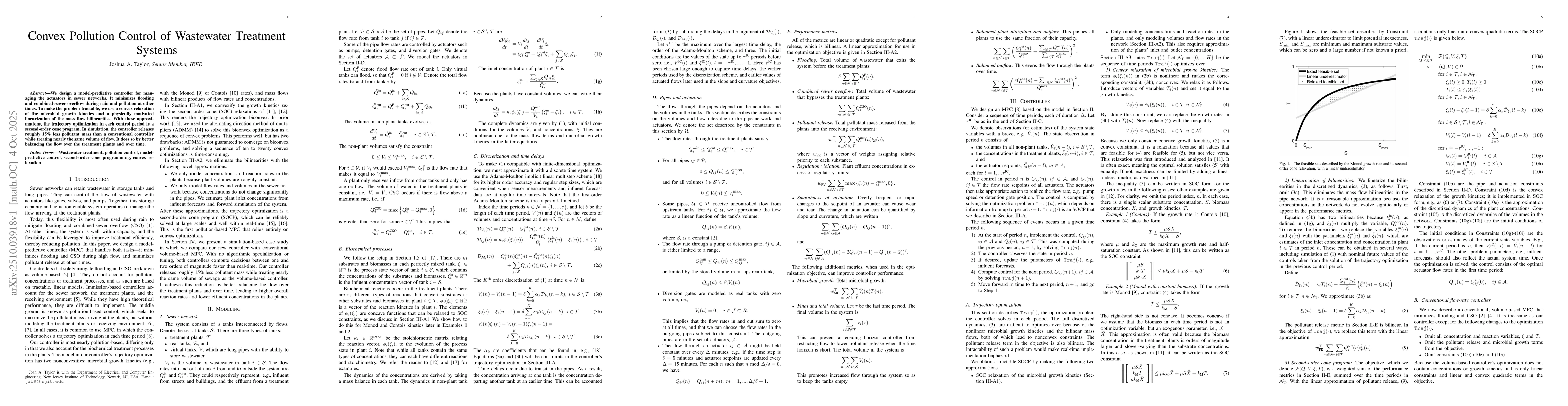 Thumbnail for Convex Pollution Control of Wastewater Treatment Systems