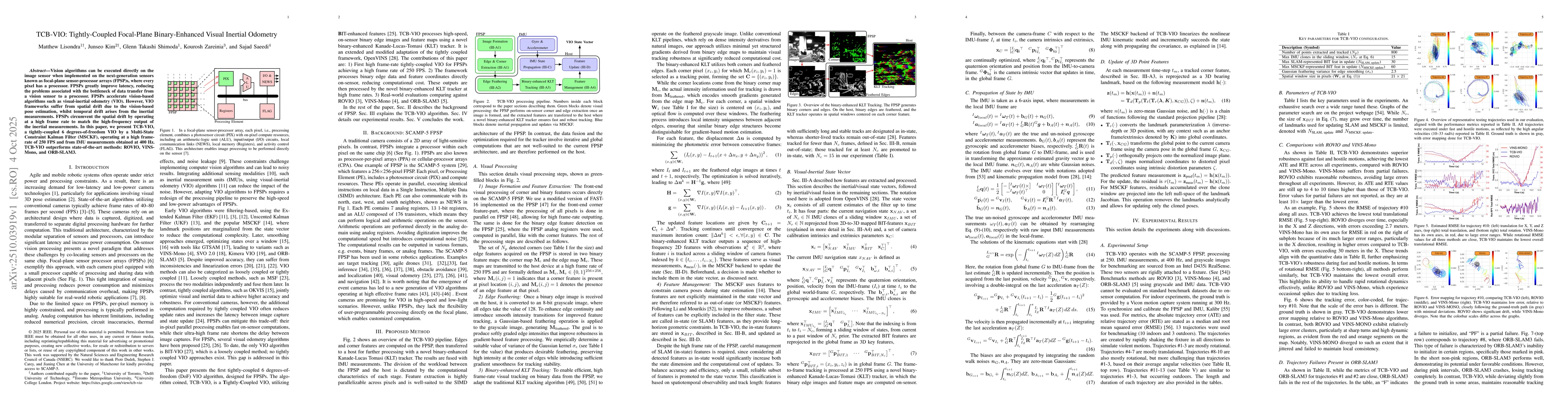 Thumbnail for TCB-VIO: Tightly-Coupled Focal-Plane Binary-Enhanced Visual Inertial
  Odometry