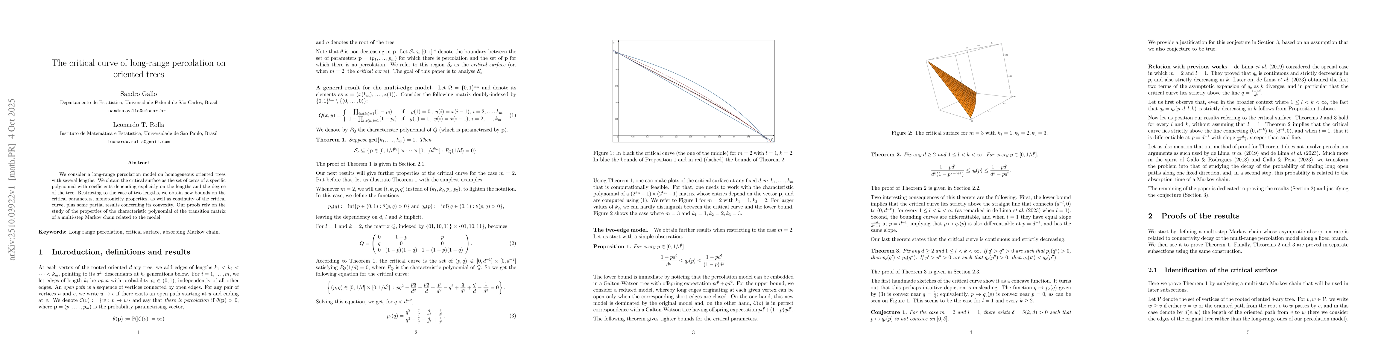 Thumbnail for The critical curve of long-range percolation on oriented trees