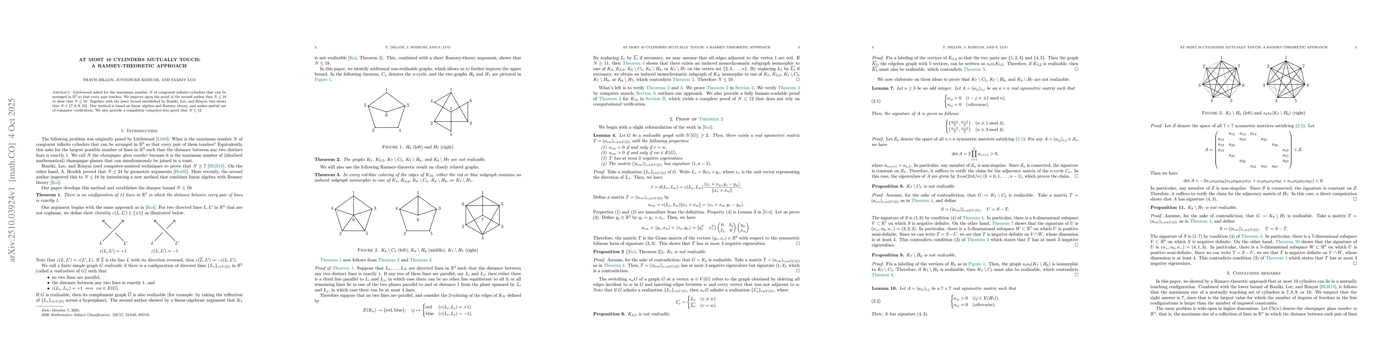 Thumbnail for At most 10 cylinders mutually touch: a Ramsey-theoretic approach