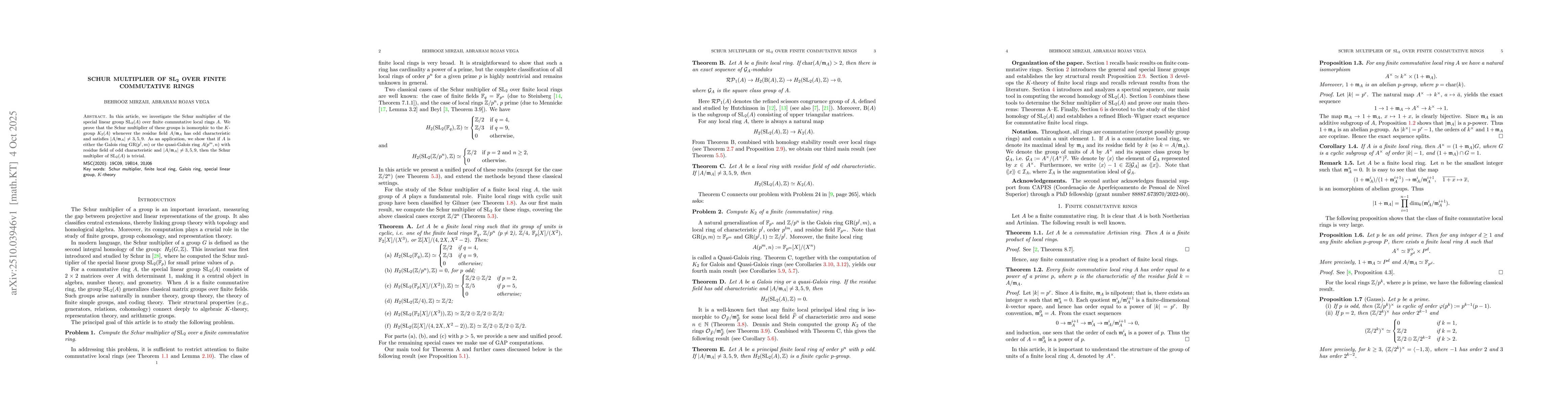 Thumbnail for Schur multiplier of $\mathrm{SL}_2$ over finite commutative rings