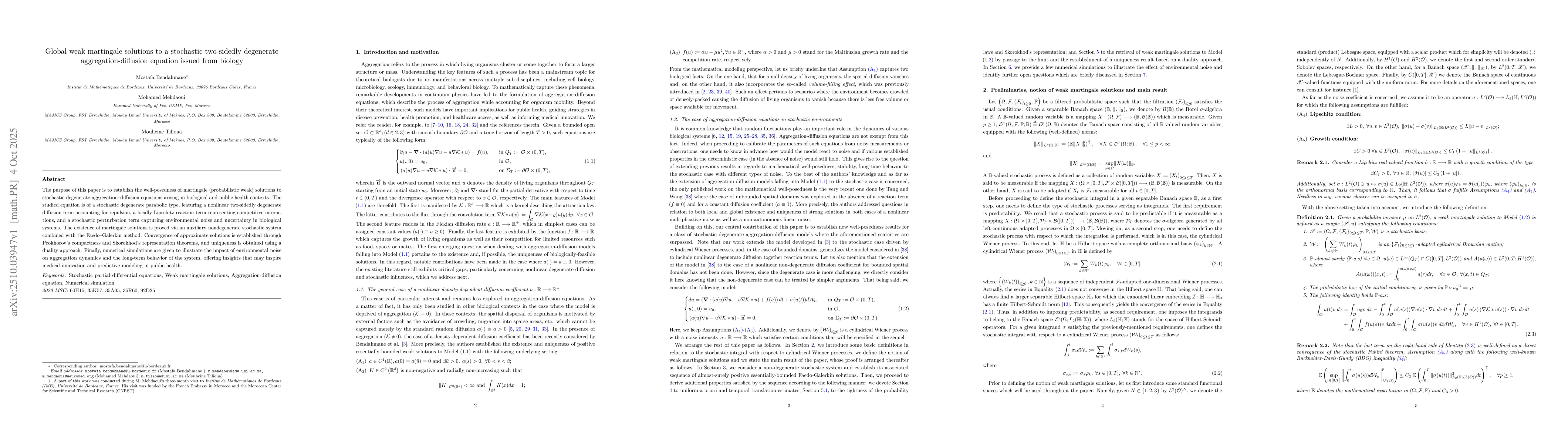 Thumbnail for Global weak martingale solutions to a stochastic two-sidedly degenerate
  aggregation-diffusion equation issued from biology