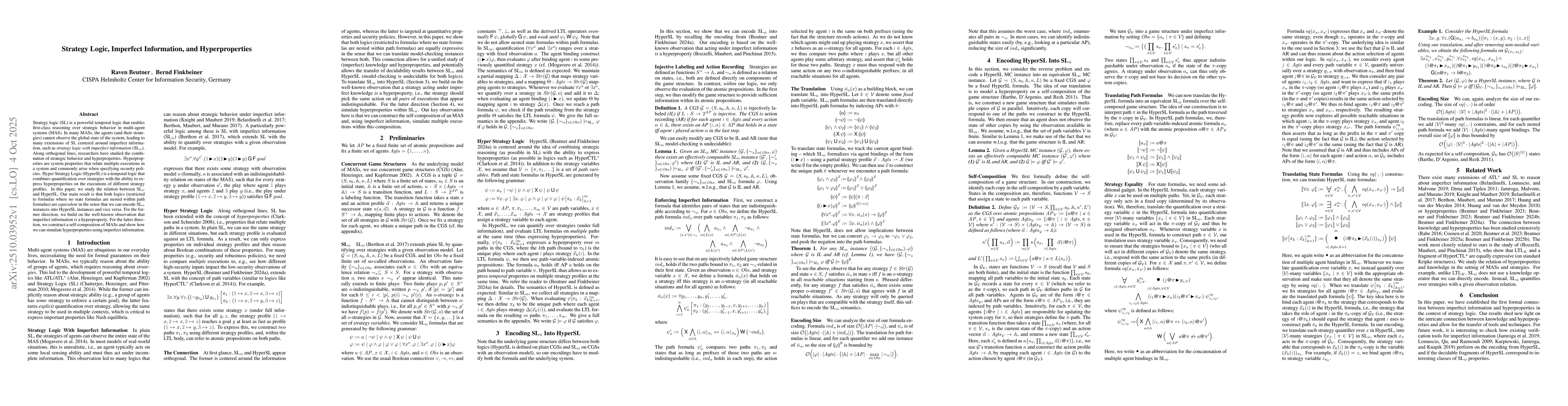 Thumbnail for Strategy Logic, Imperfect Information, and Hyperproperties