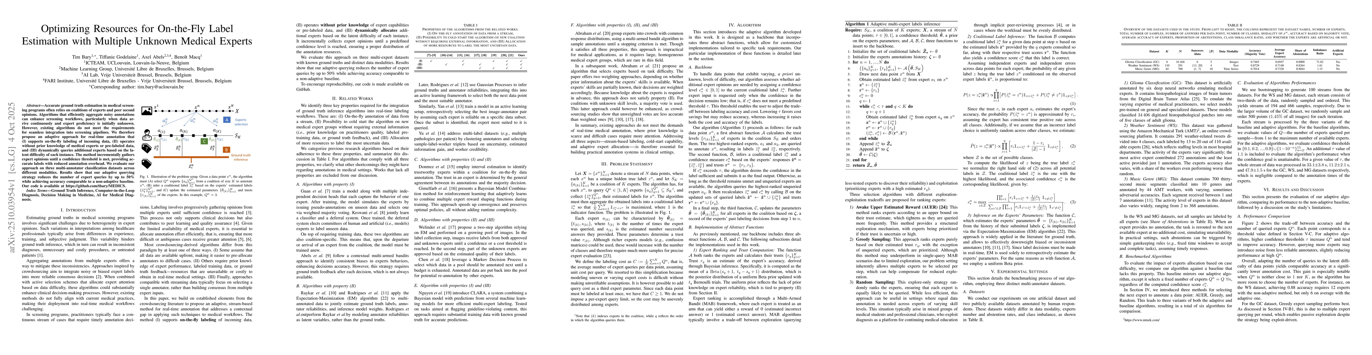 Thumbnail for Optimizing Resources for On-the-Fly Label Estimation with Multiple
  Unknown Medical Experts
