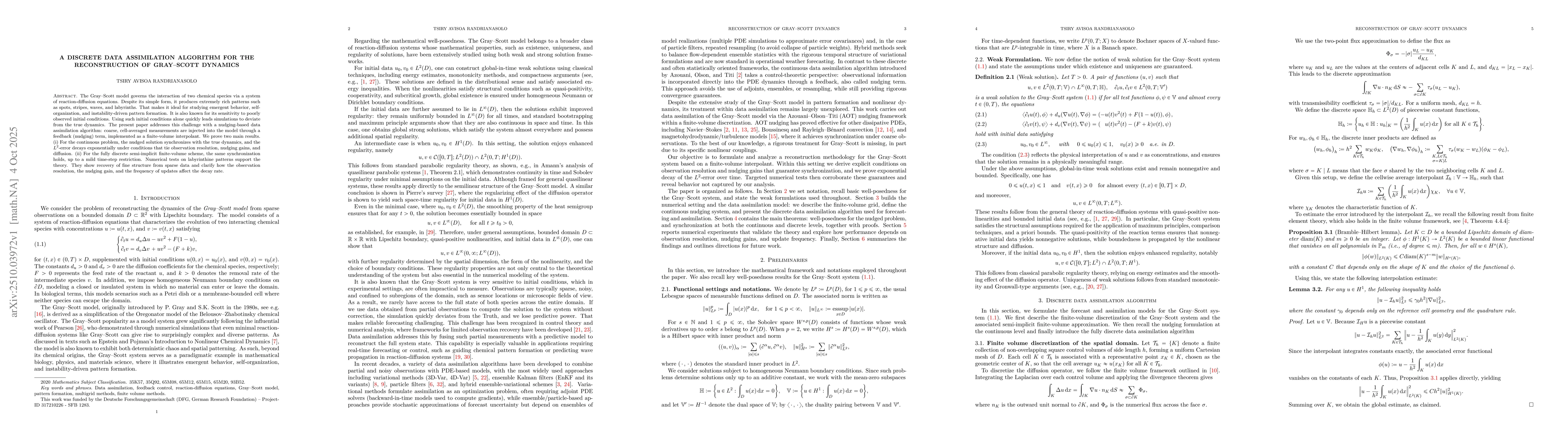 Thumbnail for A discrete data assimilation algorithm for the reconstruction of
  Gray--Scott dynamics