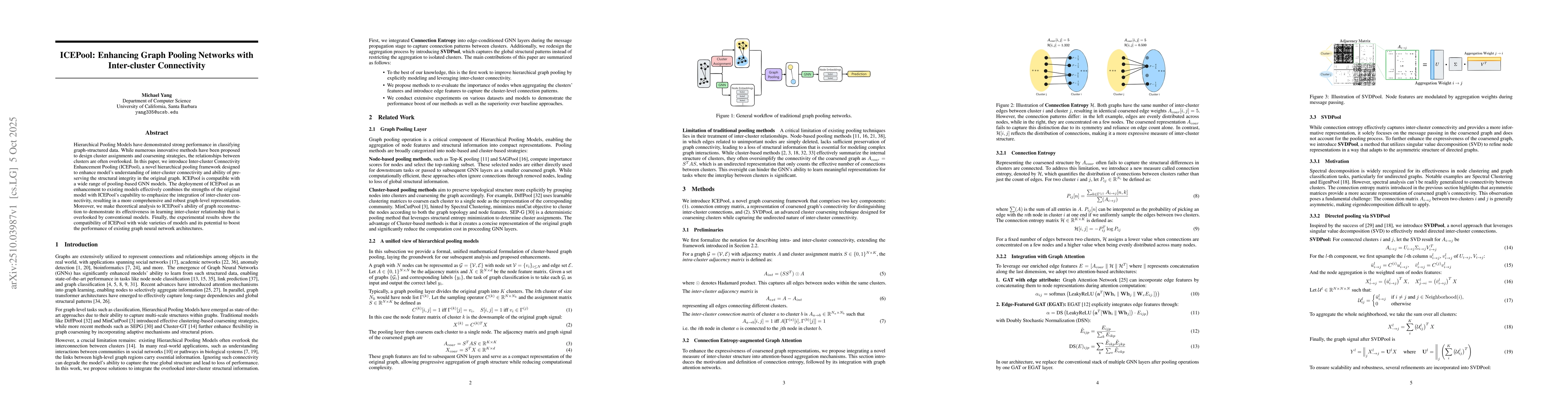 Thumbnail for ICEPool: Enhancing Graph Pooling Networks with Inter-cluster
  Connectivity