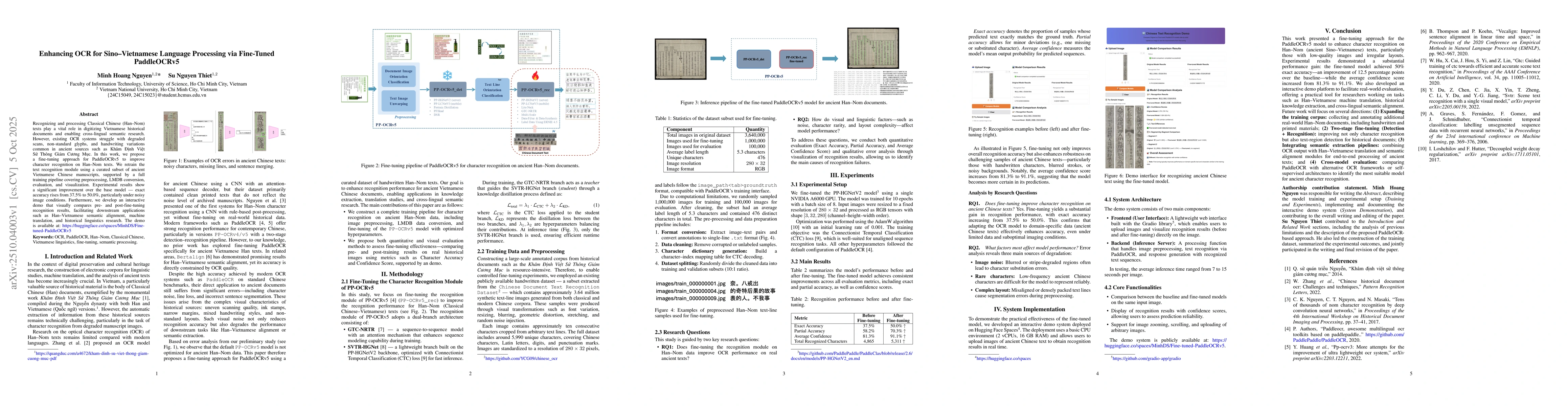 Thumbnail for Enhancing OCR for Sino-Vietnamese Language Processing via Fine-tuned
  PaddleOCRv5