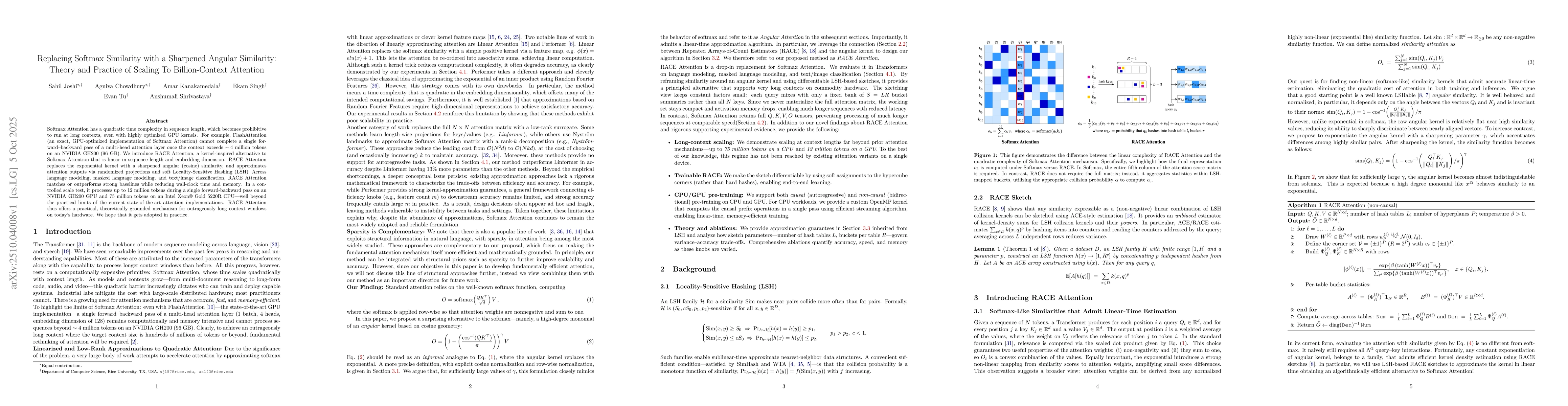 Thumbnail for Replacing Softmax Similarity with a Sharpened Angular Similarity: Theory
  and Practice of Scaling To Billion-Context Attention
