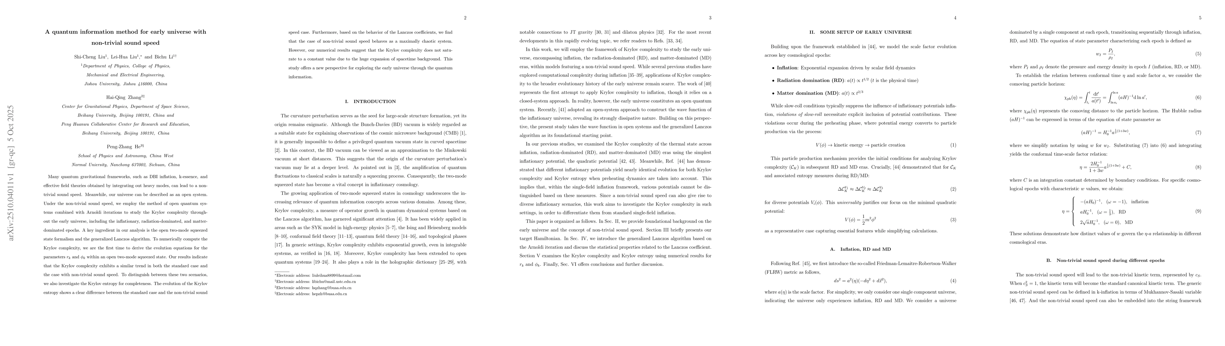 Thumbnail for A quantum information method for early universe with non-trivial sound
  speed