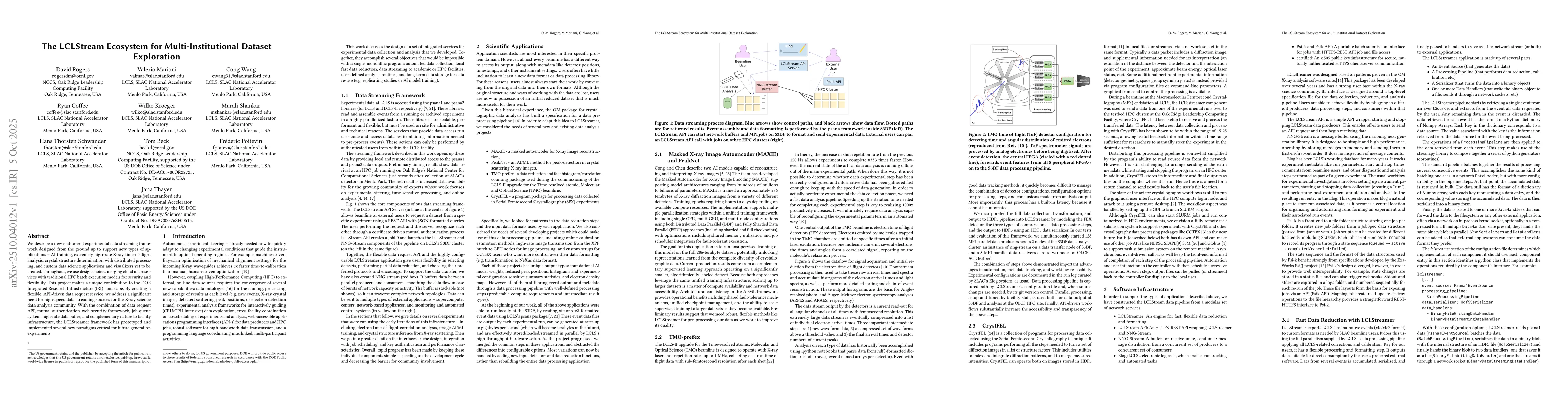 Thumbnail for The LCLStream Ecosystem for Multi-Institutional Dataset Exploration