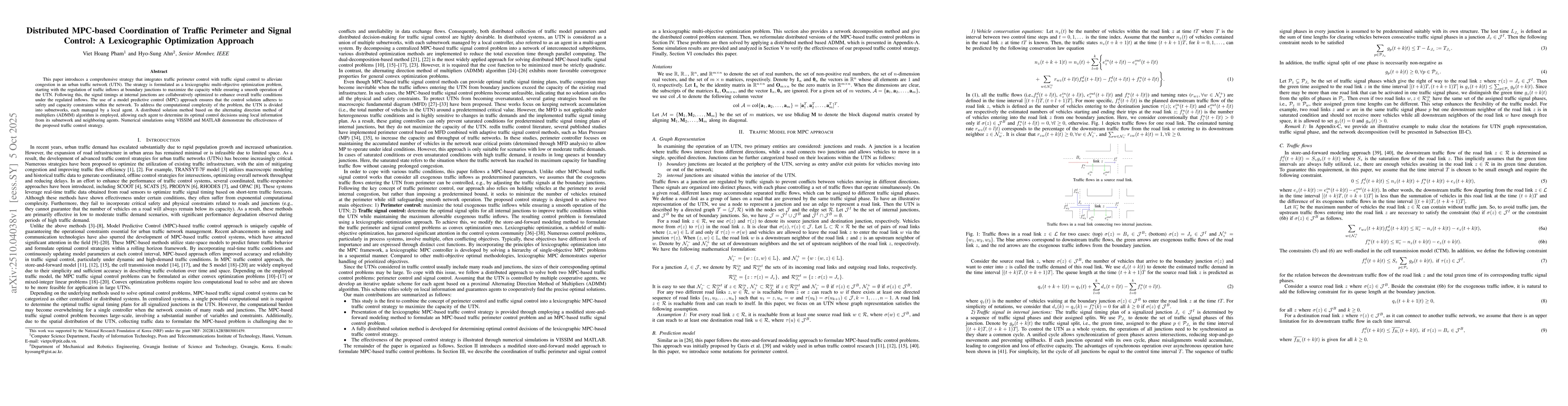 Thumbnail for Distributed MPC-based Coordination of Traffic Perimeter and Signal
  Control: A Lexicographic Optimization Approach
