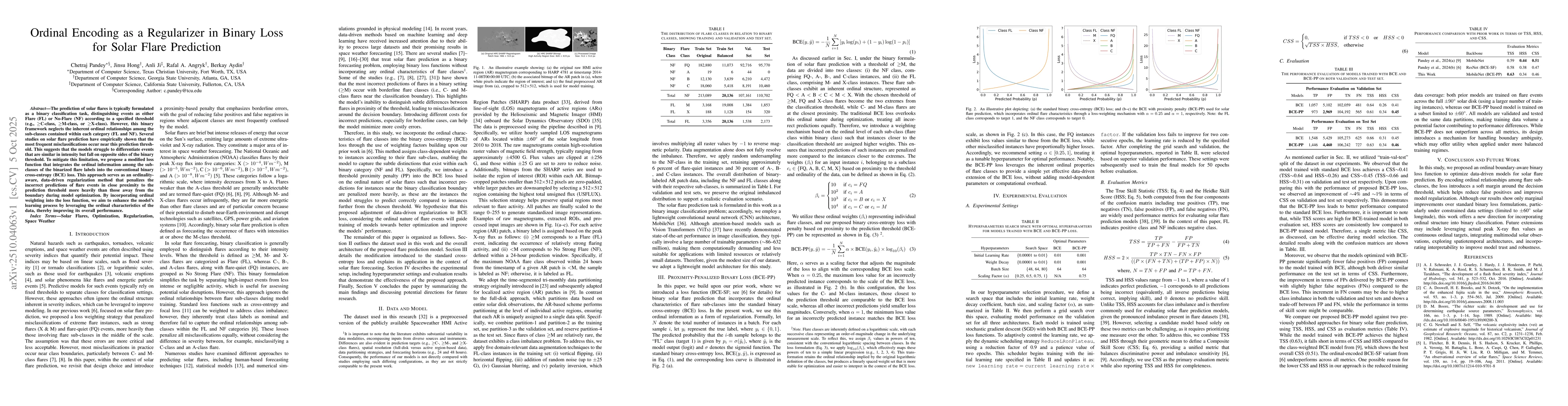 Thumbnail for Ordinal Encoding as a Regularizer in Binary Loss for Solar Flare
  Prediction