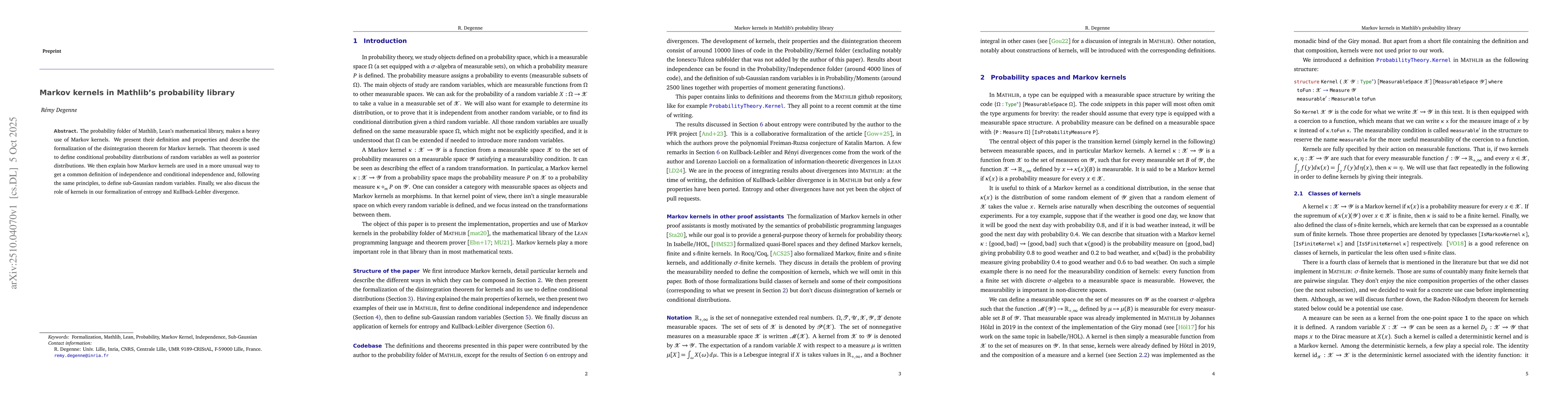 Thumbnail for Markov kernels in Mathlib's probability library