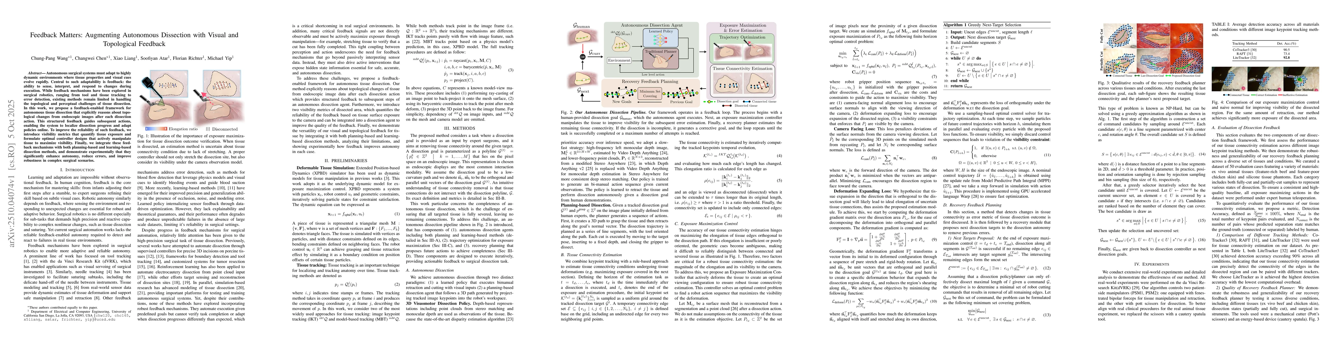 Thumbnail for Feedback Matters: Augmenting Autonomous Dissection with Visual and
  Topological Feedback