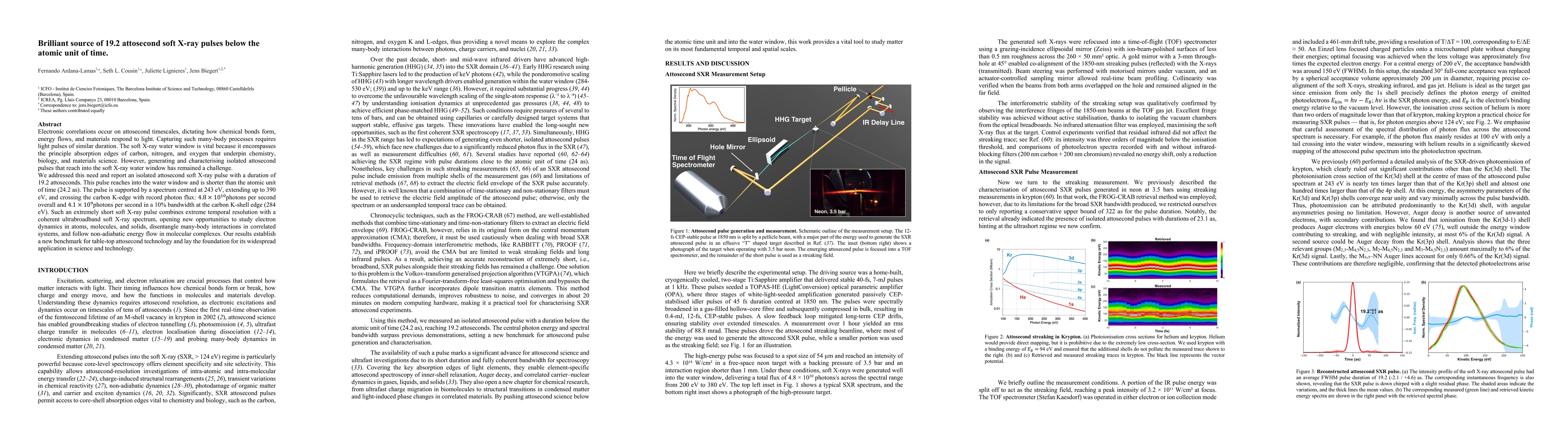 Thumbnail for Brilliant source of 19.2 attosecond soft X-ray pulses below the atomic
  unit of time