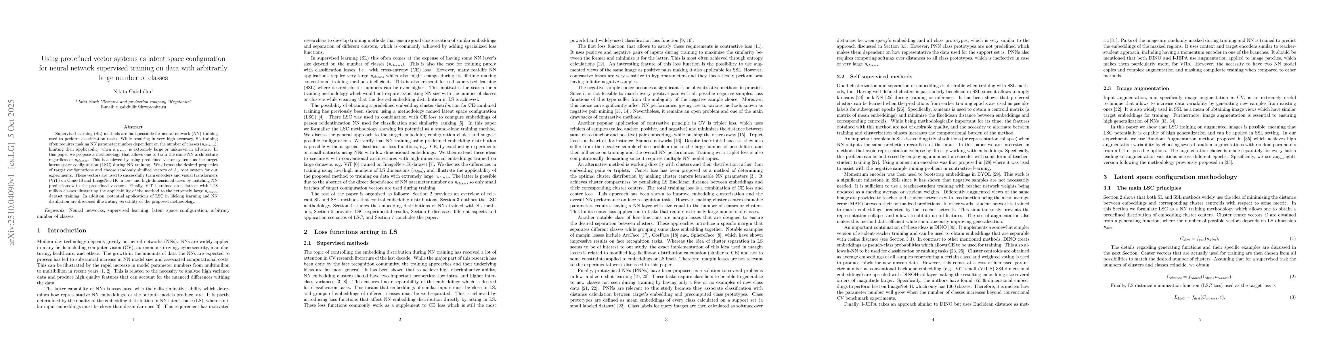 Thumbnail for Using predefined vector systems as latent space configuration for neural
  network supervised training on data with arbitrarily large number of classes