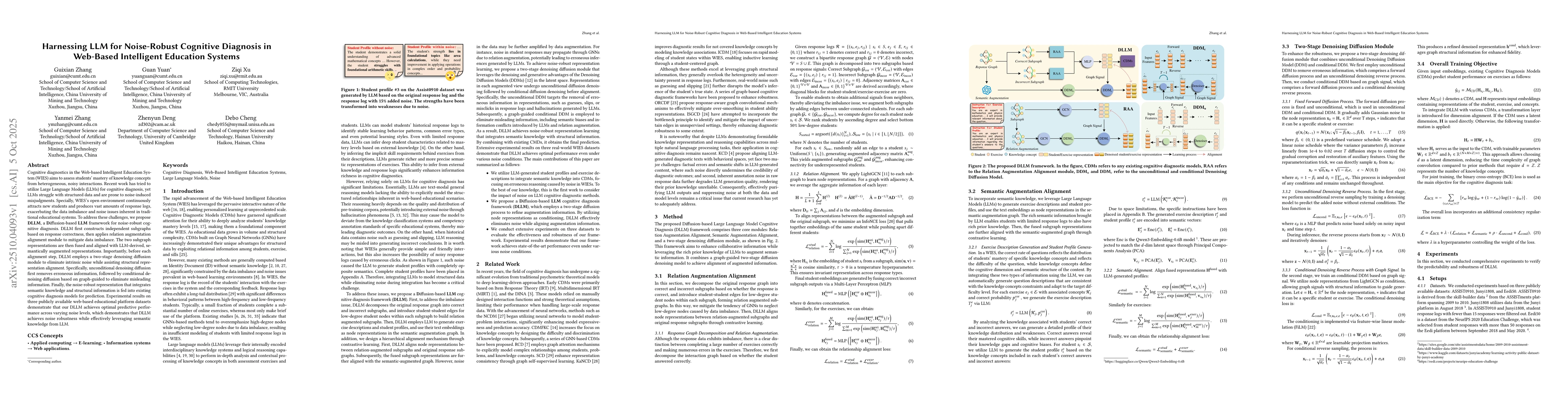 Thumbnail for Harnessing LLM for Noise-Robust Cognitive Diagnosis in Web-Based
  Intelligent Education Systems