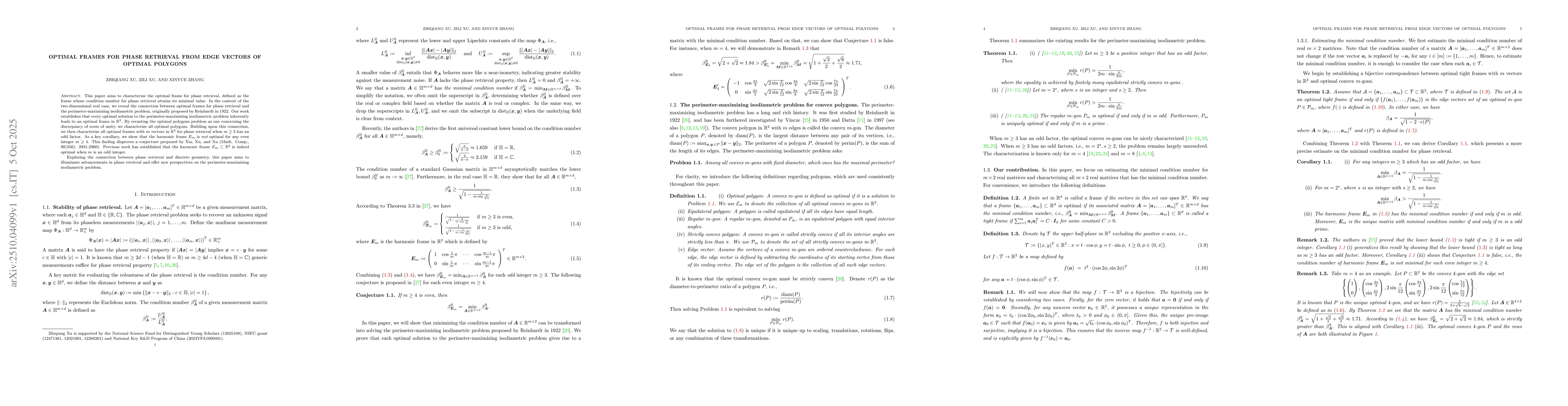 Thumbnail for Optimal frames for Phase Retrieval from Edge Vectors of Optimal Polygons