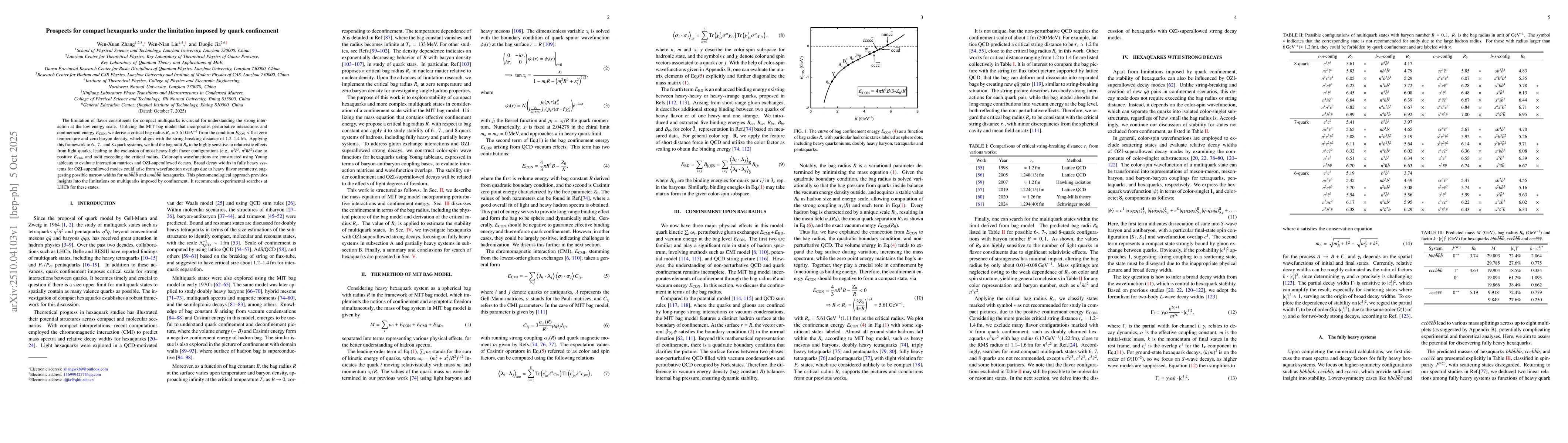 Thumbnail for Prospects for compact hexaquarks under the limitation imposed by quark
  confinement