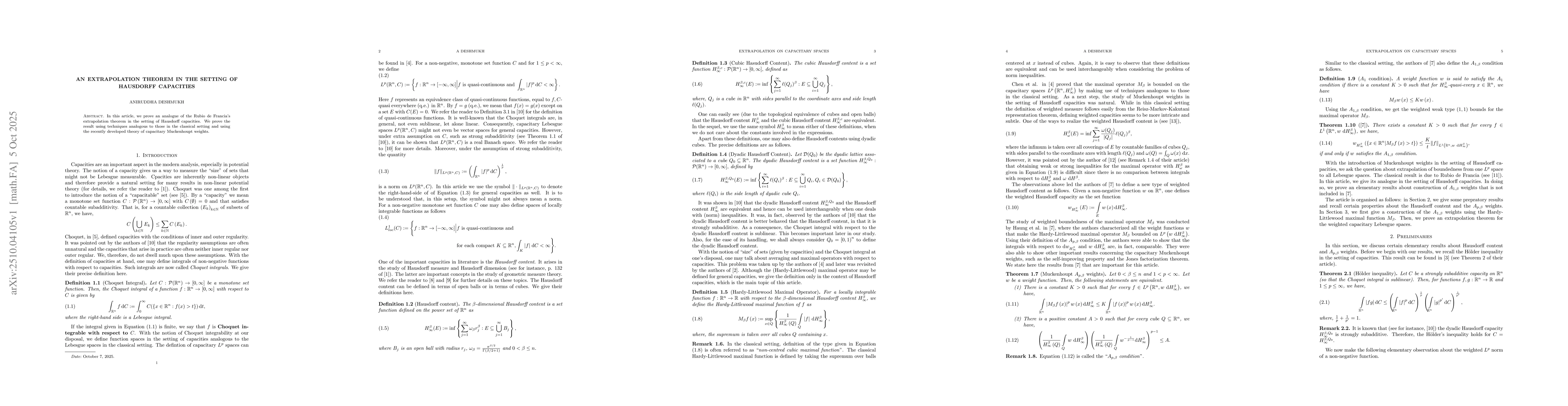 Thumbnail for An Extrapolation Theorem in the setting of Hausdorff capacities