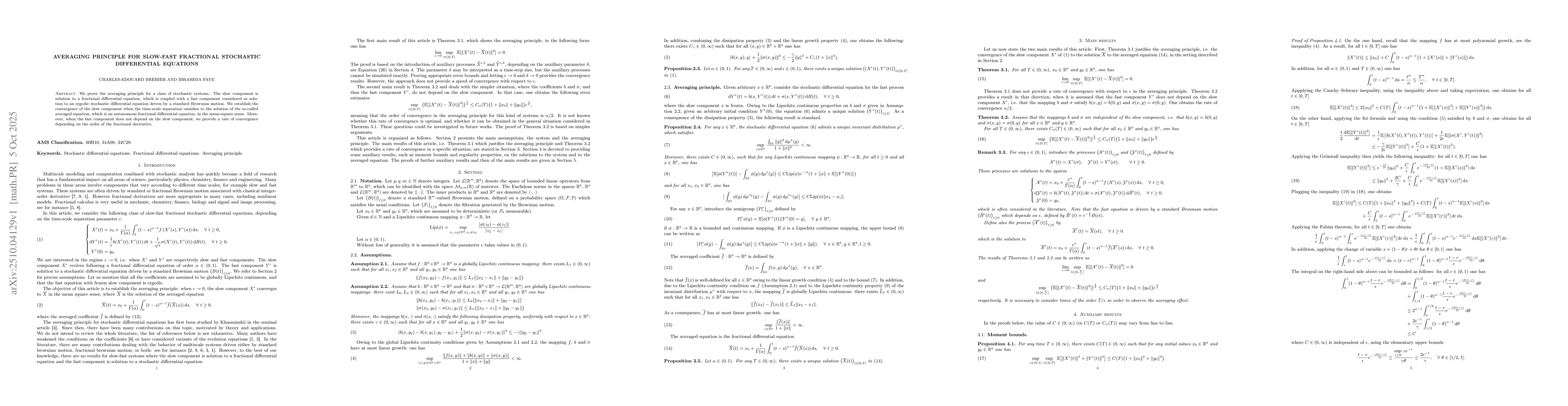 Thumbnail for Averaging principle for slow-fast fractional stochastic differential
  equations