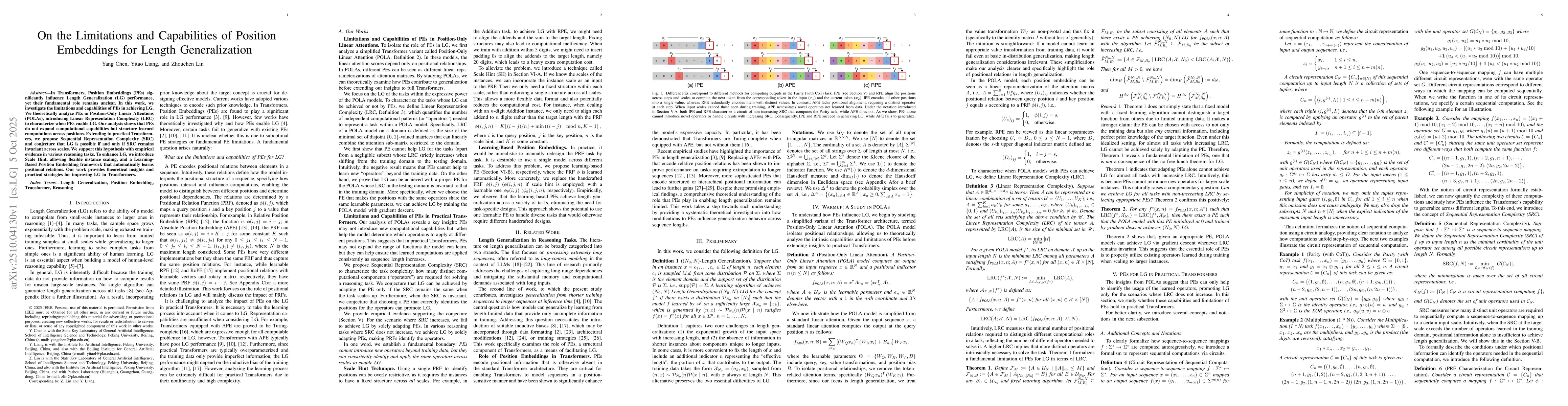 Thumbnail for On the Limitations and Capabilities of Position Embeddings for Length
  Generalization