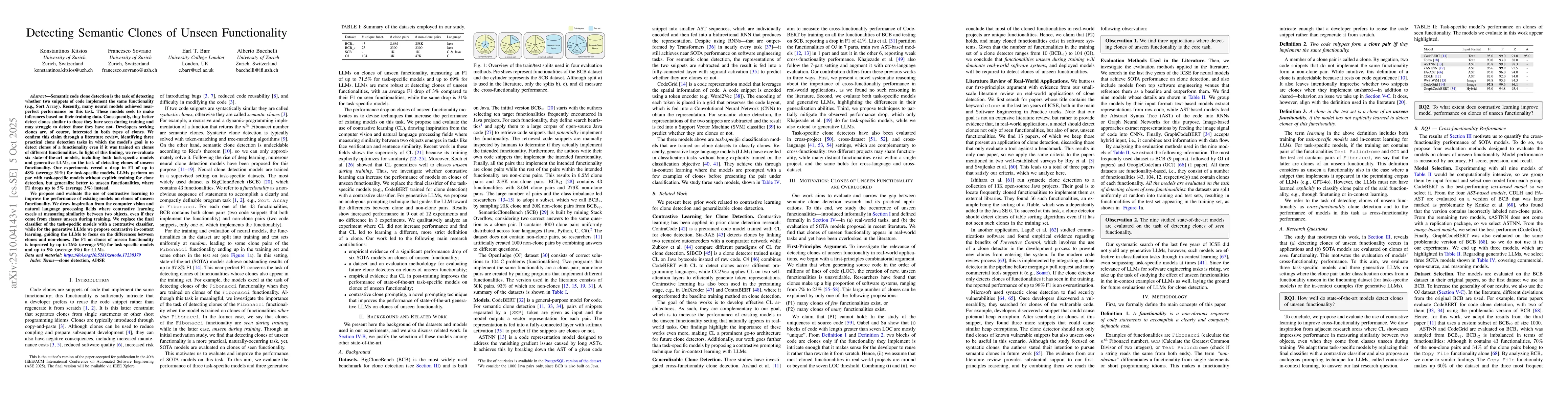 Thumbnail for Detecting Semantic Clones of Unseen Functionality