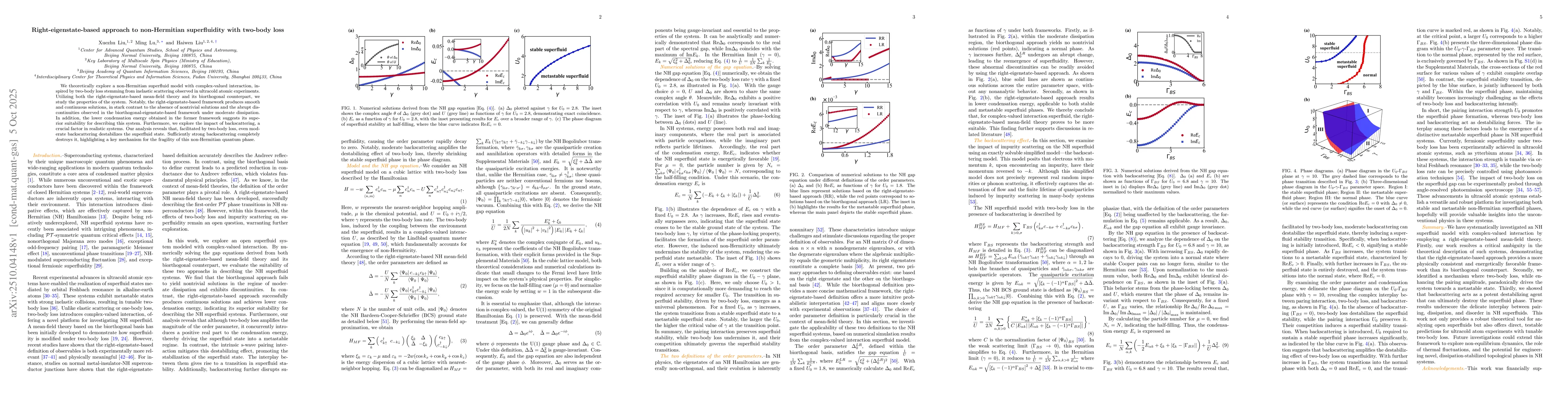 Thumbnail for Right-eigenstate-based approach to non-Hermitian superfluidity with
  two-body loss