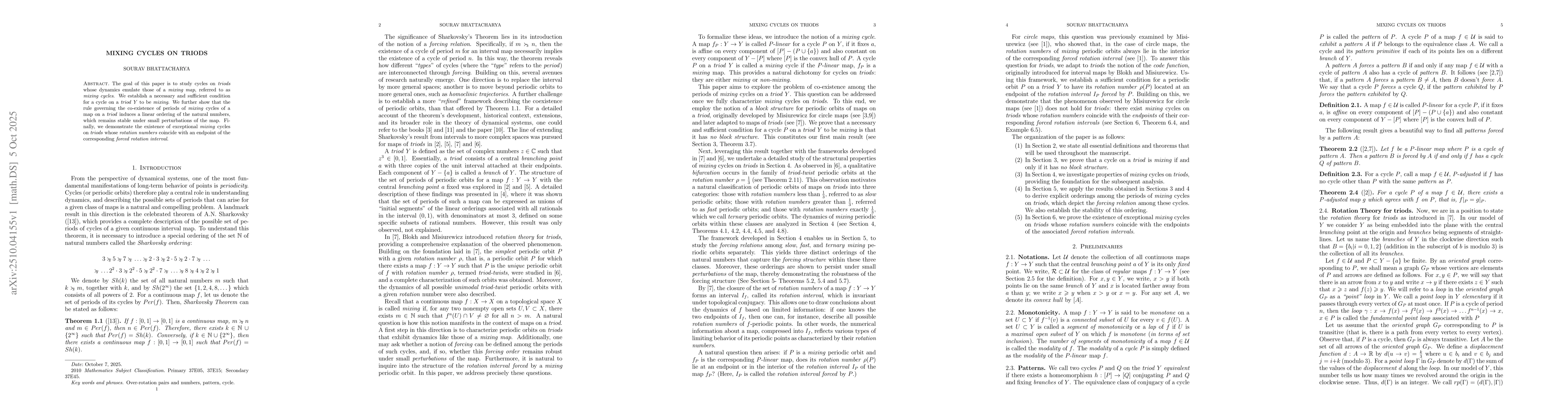 Thumbnail for Mixing cycles on triods