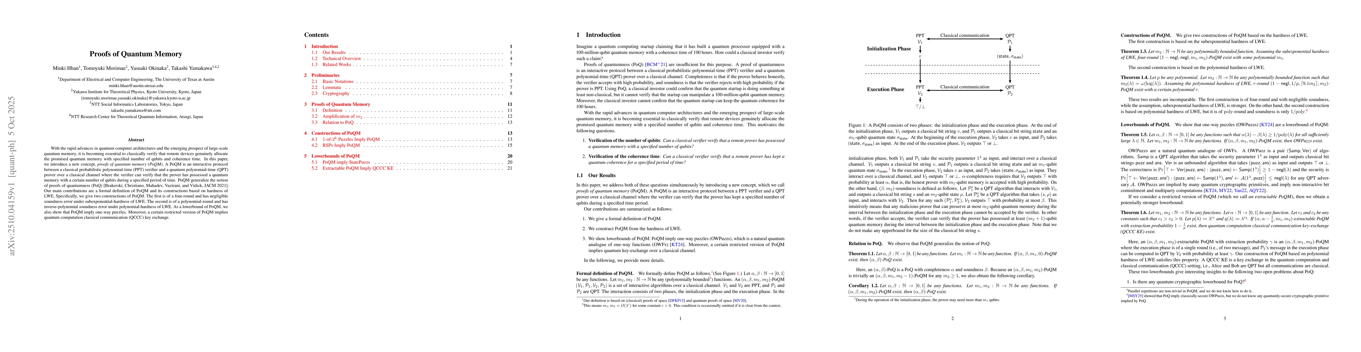 Thumbnail for Proofs of quantum memory