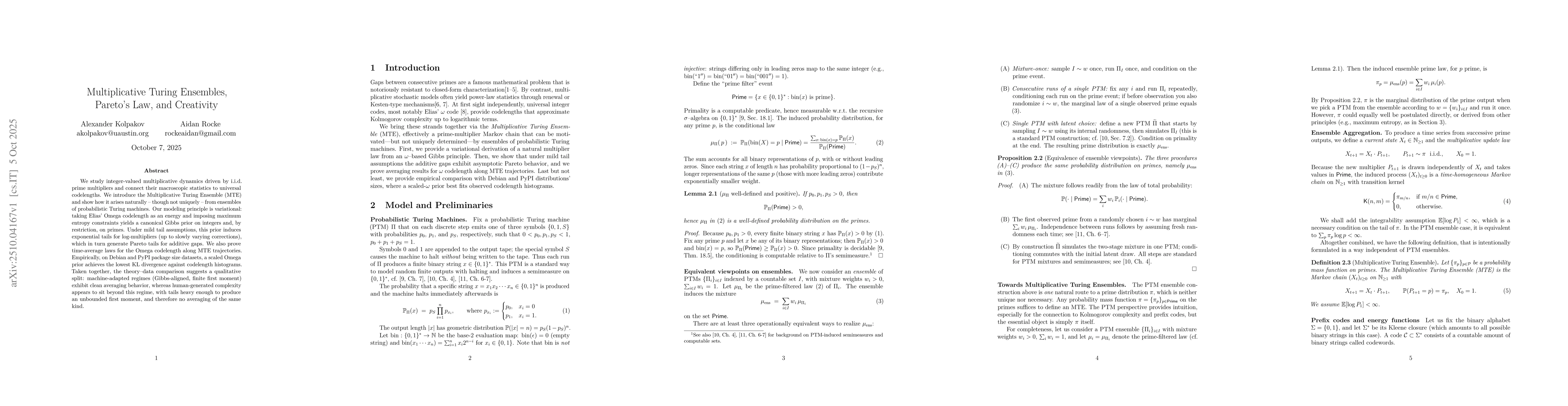 Thumbnail for Multiplicative Turing Ensembles, Pareto's Law, and Creativity
