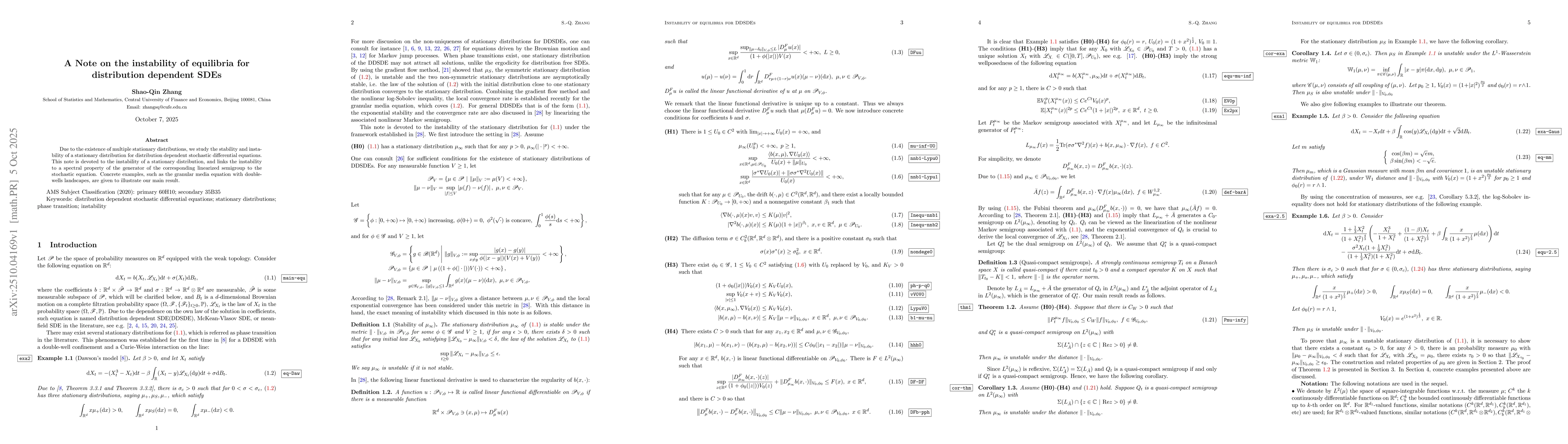Thumbnail for A Note on the instability of equilibria for distribution dependent SDEs