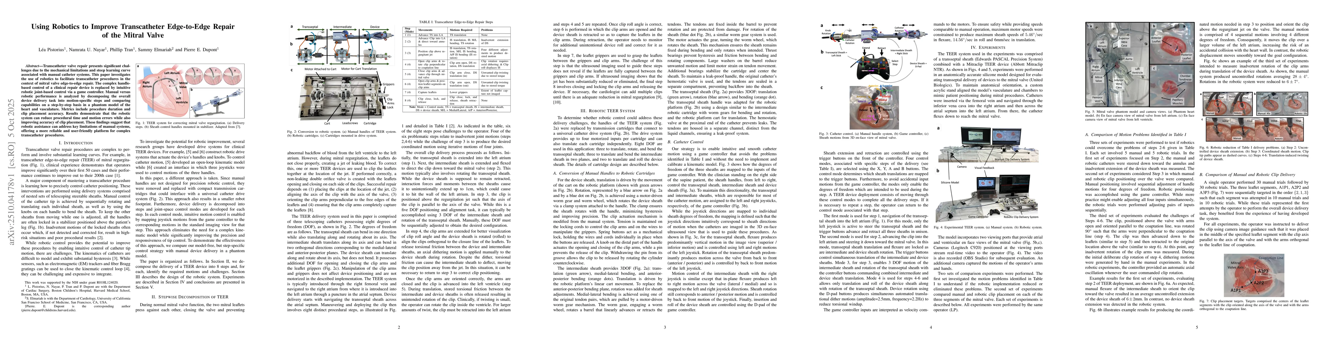 Thumbnail for Using Robotics to Improve Transcatheter Edge-to-Edge Repair of the
  Mitral Valve